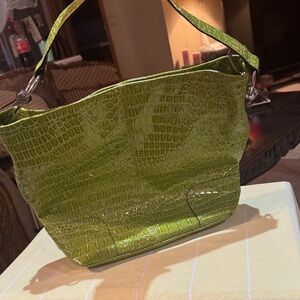 Green Crocodile-Embossed Women's Bag
